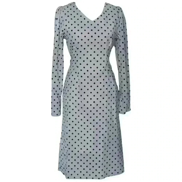 Cherie Polka Dot Parisienne Long Sleeve Midi Dress - Picture 2 of 5